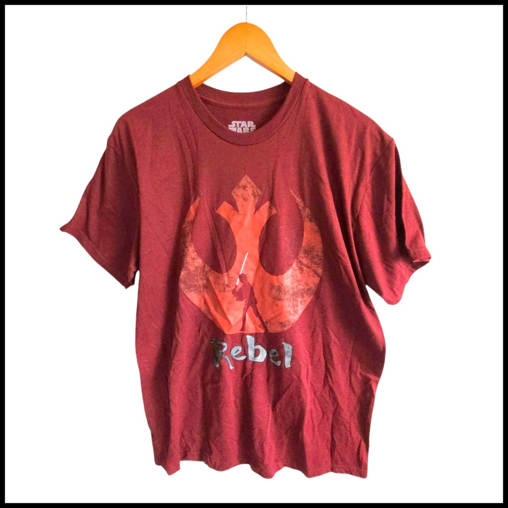 Star‎ Wars Rebel Graphic T-Shirt Burgundy Red Cotton Blend Large